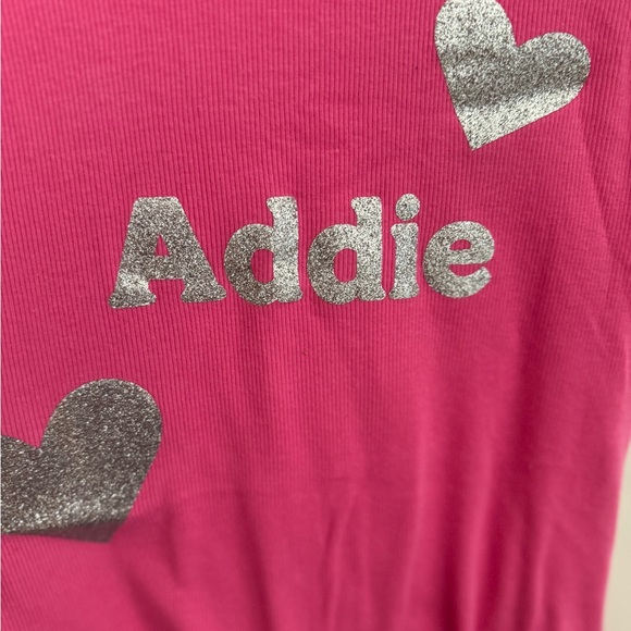 “Addie” pink tank top with silver hearts girls size large 14/16 - Picture 2 of 3